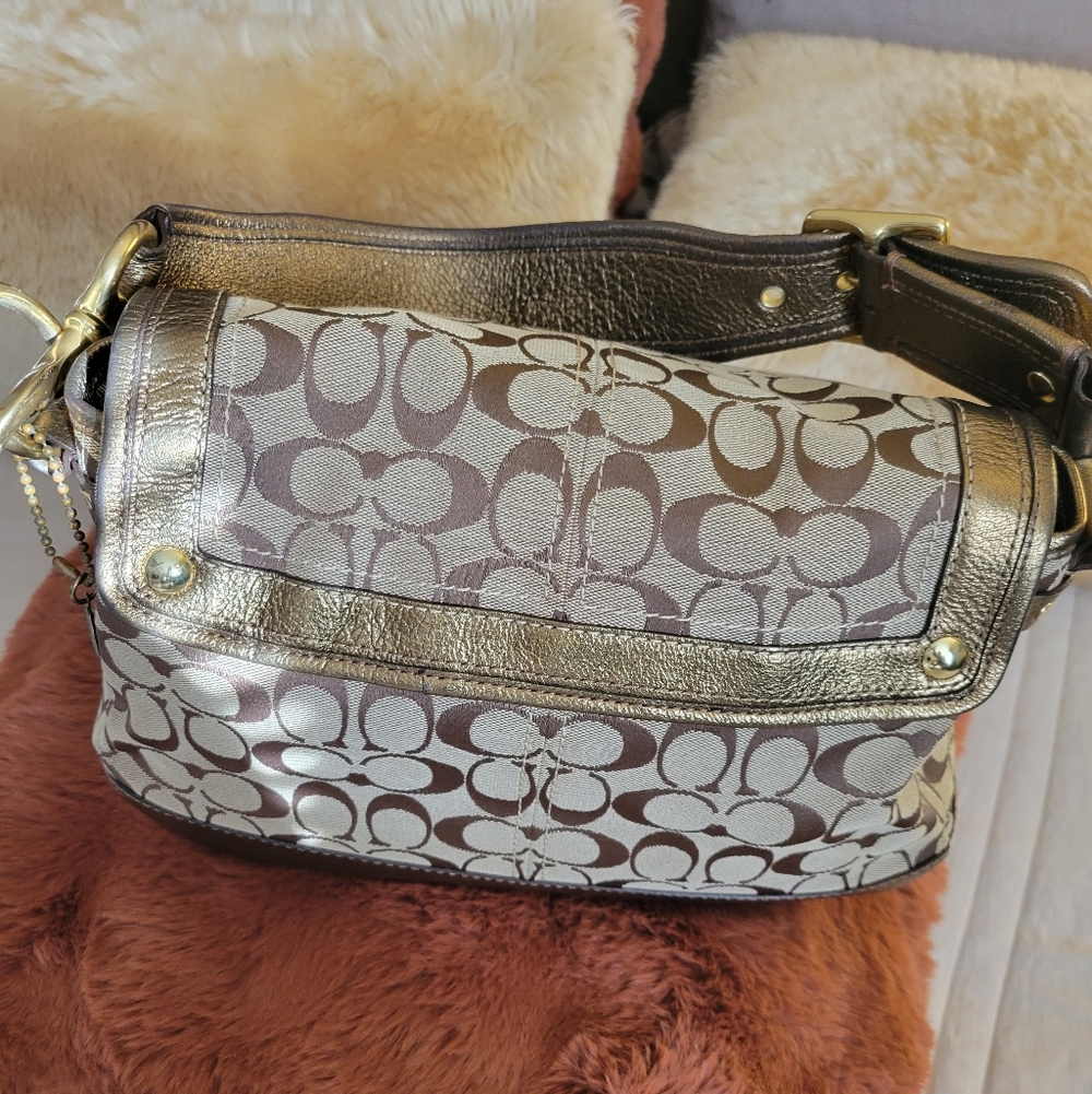 Vintage Coach Ali Legacy 65th Anniversary Striped Interior Turnlock Shoulder Bag - Picture 7 of 7
